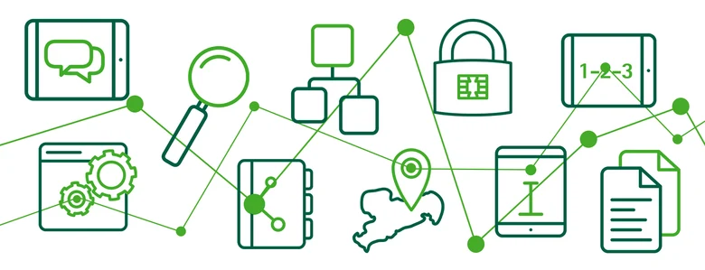 Bild mit Logos der E-Government-Basiskomponenten
