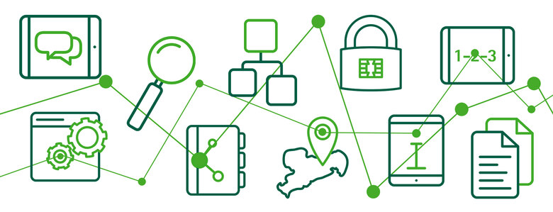 Bild mit Logos der E-Government-Basiskomponenten
