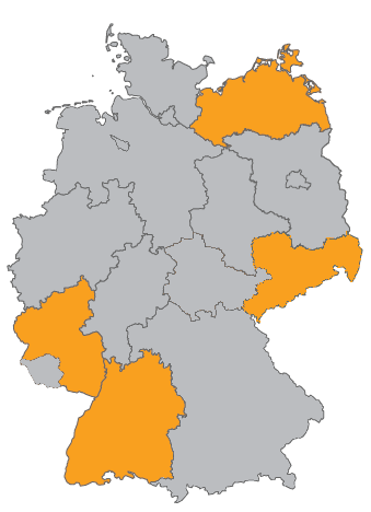 Deutschlandkarte mit den Ländern des Bafög21-Verbunds